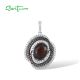 SANTUZZA 925 Sterling Silver Pendants Brown Spinel Smoky Glass Round Pendants Jewelry