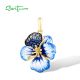 SANTUZZA 925 Sterling Silver Pendant Blue Spinel Enamel Flower Jewelry