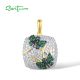 SANTUZZA 925 Sterling Silver Pendant Green Spinel White CZ Gold Color Plated Butterfly Jewelry