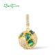 SANTUZZA 925 Sterling Silver Pendant Green Spinel White CZ Jewelry