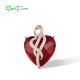 SANTUZZA 925 Sterling Silver Pendant Red Stones White CZ Heart Pendant Fine Jewelry