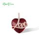 SANTUZZA 925 Sterling Silver Pendant Red Stones White CZ Love Heart Pendant Fine Jewelry