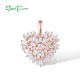 SANTUZZA 925 Sterling Silver Pendant White CZ Rose Gold Color Heart Pendant Fine Jewelry