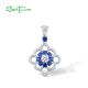 SANTUZZA Silver Pendant 925 Sterling Silver Blue White Cubic Zirconia Flower Jewelry