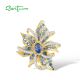 SANTUZZA 925 Sterling Silver Ombre Pendant Blue Spinel White CZ Lily Flower Jewelry