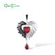 SANTUZZA 925 Sterling Silver Pendant Red Heart Black Wing Spinel White CZ Jewelry