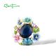 SANTUZZA 925 Sterling Silver Pendant Colorful Enamel Blue Stone Flower Fashion Fine Jewelry