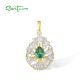 SANTUZZA 925 Sterling Silver Pendant White CZ Green Spinel Jewelry