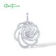 SANTUZZA 925 Sterling Silver Pendant White Cubic Zirconia Twisted Flower Pendant Fine Jewelry