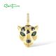 SANTUZZA 925 Sterling Silver Pendant Green Spinel White Zirconia Gold Color Leopard Jewelry