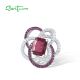 SANTUZZA Pure 925 Sterling Silver Pendant Created Ruby White CZ Jewelry