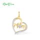 SANTUZZA 925 Sterling Silver Pendant White Cubic Zirconia Double Heart Mothers Day Jewelry