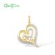 SANTUZZA 925 Sterling Silver Pendant White Cubic Zirconia Double Heart Love Jewelry