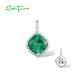 SANTUZZA 925 Sterling Silver Pendant for Women Green Spinel White Cubic Zirconia Fine Jewelry