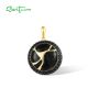 SANTUZZA 925 Sterling Silver Oriental Pendant Black Spinel Antique Look Enamel Jewelry