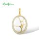 SANTUZZA 925 Sterling Silver Oriental Enamel Pendant White CZ Yellow Plating Fine Jewelry