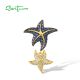 SANTUZZA 925 Sterling Silver Pendant Blue Nano And White CZ Double Star Fish Fine Jewelry