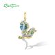 SANTUZZA 925 Sterling Silver Pendant Colorful Gems Butterfly Fine Jewelry