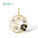 SANTUZZA 925 Silver Sterling Pendant White Cubic Zirconia Fantastic Colorful Flower Jewelry