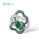 SANTUZZA 925 Sterling Silver Pendant Green Spinel White CZ Flower Jewelry