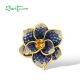 SANTUZZA 925 Sterling Silver Pendant Blue Spinel Yellow Crystal Flower Fine Jewelry