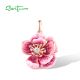 SANTUZZA 925 Sterling Silver Pendant White CZ Pink Enamel Flower Fine Jewelry