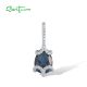 SANTUZZA Authentic 925 Sterling Silver Pendant for Women Blue Spinel White Cubic Zirconia Elegant Party Gifts Fine Jewelry