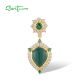 SANTUZZA 925 Sterling Silver Pendant White CZ Dyed Green Agate Jewelry