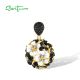 SANTUZZA 925 Sterling Silver Pendant White Black Cluster Enamel Flower Jewelry