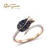 SANTUZZA 14K 585 Rose Gold Ring Diamond Sapphire Blue Tulip Fine Jewelry