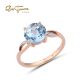 SANTUZZA 14K 585 Rose Gold Ring Diamond Round Sky Blue Topaz Fine Jewelry