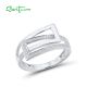 SANTUZZA Rings 925 Sterling Silver White Cubic Zirconia Linear Fine Jewelry