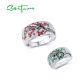 SANTUZZA Ring 925 Sterling Silver Red Green Cherry Tree Cubic Zirconia Jewelry