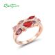 SANTUZZA Silver Rings 925 Sterling Silver Red Pink Stones White CZ Jewelry