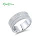 SANTUZZA 925 Sterling Silver Rings White Cubic Zirconia Solitaire Ring Fine Jewelry