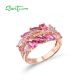 SANTUZZA Rings 925 Sterling Silver Sparkling Red Pink Stones White CZ Fine Jewelry