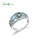 SANTUZZA Silver Rings 925 Sterling Silver Blue Stones White Cubic Zirconia Fine Jewelry