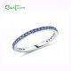 SANTUZZA 925 Sterling Silver Rings Blue Nano Cubic Zirconia Finger Stackable Fine Jewelry