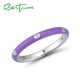 SANTUZZA  925 Sterling Silver White Cubic Zirconia Stackable Ring Jewelry Purple Enamel