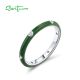 SANTUZZA 925 Sterling Silver White Cubic Zirconia Stackable Ring Jewelry Dark Green Enamel