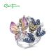 SANTUZZA 925 Sterling Silver Rings Blue Yellow White CZ Pink Enamel Butterfly Ring Jewelry Handmade