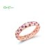 SANTUZZA 925 Sterling Silver Rings Multi-color Gems Stackable Colorful Jewelry