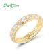 SANTUZZA 925 Sterling Silver Rings Yellow Nano Crystal Stackable Fine Jewelry