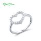 SANTUZZA 925 Sterling Silver Rings White Cubic Zirconia Heart Shaped Minimalist Sweet Fine Jewelry