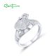 SANTUZZA 925 Sterling Silver Rings White CZ Black Spinel Elephant Ring Cute Animal Jewelry