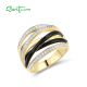 SANTUZZA 925 Sterling Silver Ring White Cubic Zirconia Daily Wear Enamel Jewelry