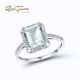 SANTUZZA 14K 585 White Gold Ring Diamond Rectangle Green Amethyst (Prasiolite )  Fine Jewelry