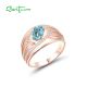 SANTUZZA 925 Sterling Silver Rings Blue Stone White Cubic Zirconia Fine Jewelry