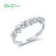 SANTUZZA 925 Sterling Silver Rings White Cubic Zirconia Linear Jewelry