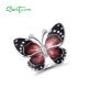 SANTUZZA 925 Sterling Silver Rings White CZ Black Red Enamel Butterfly Jewelry 